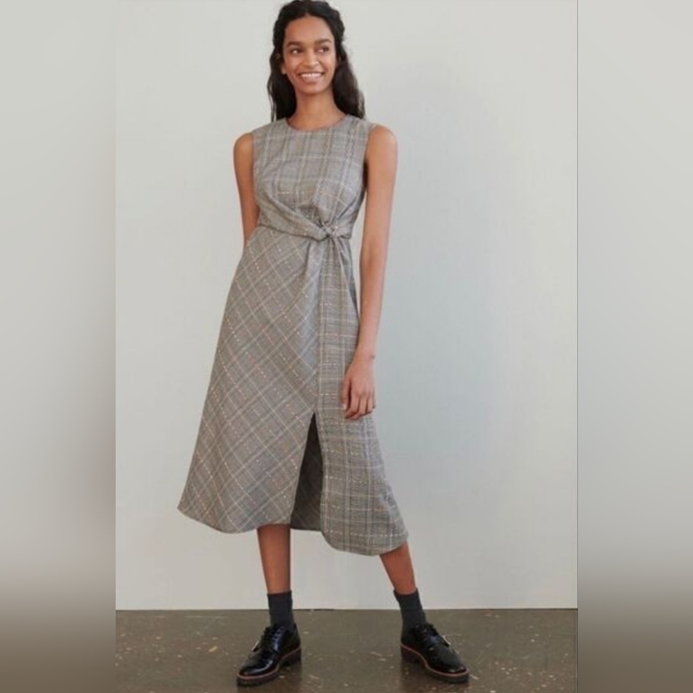 Maeve Reese Plaid Sleeveless Twist Front Dress Size 8 - Picture 11 of 12